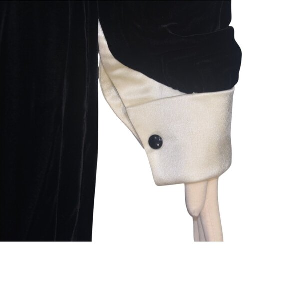 Carolina Herrera Black Velvet Ivory Satin Evening Gown Dress Long Sleeves 14 - Picture 3 of 8